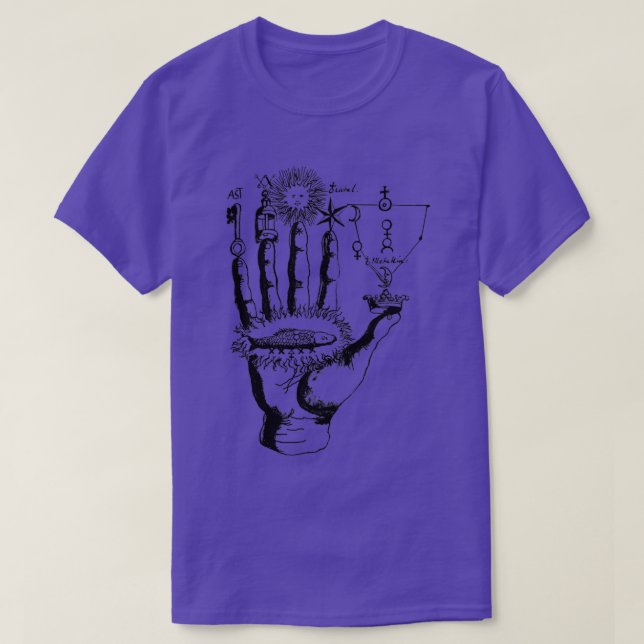Camiseta Símbolos de Mão Alquimia Medieval (Frente do Design)