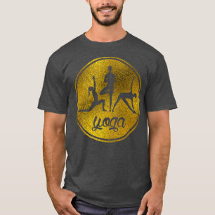 Camiseta Símbolos de Yoga Asanas ouros em bege pastel