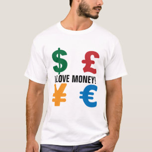 Camiseta Símbolos: euro dos ienes da libra do dólar - tex