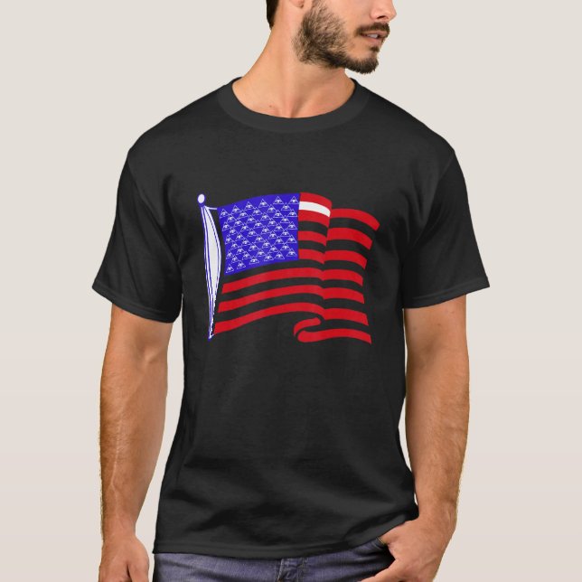 Camiseta símbolos iluminantes bandeira americana (Frente)