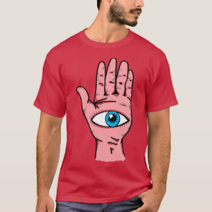 Camiseta Símbolos Mágicos Olhos Em Mão Hamsa Mau Eye