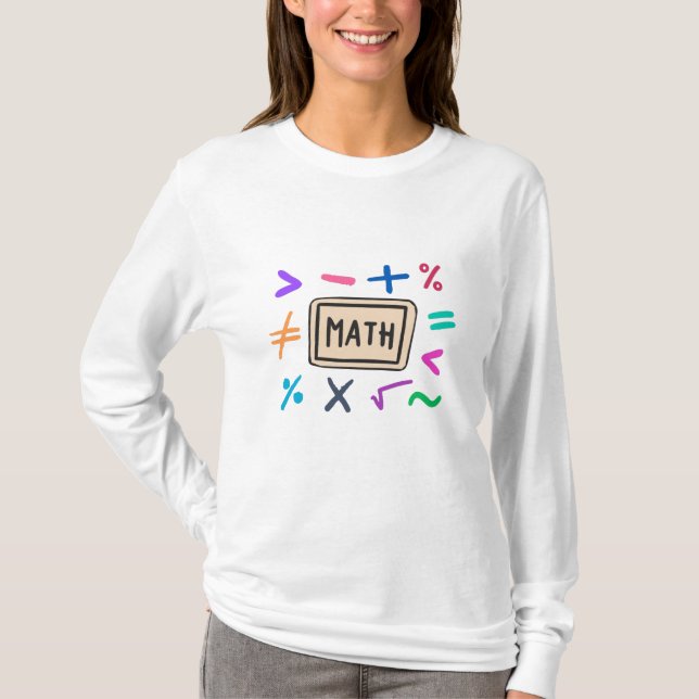 Camiseta Símbolos matemáticos para estudantes e pais (Frente)