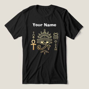 Camiseta Símbolos Sagrados do Egito Ankh Olho de Hórus Cami