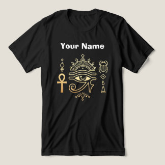 Camiseta Símbolos Sagrados do Egito Ankh Olho de Hórus Cami