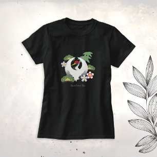 Camiseta Símbolos Sortudos Japoneses Celebração Preta