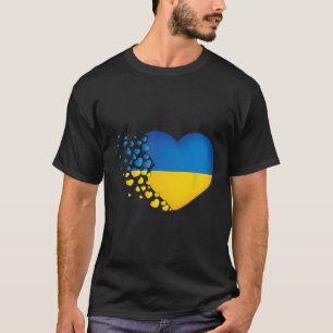 Camiseta Símbolos Ucranianos Bandeira Ucraniana Coração Amo