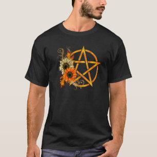 Camiseta Símbolos Wicca Pentagram Floral Pagan Sunflo