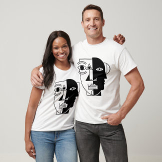 Camiseta Simetria Interrompida A Face Entre Ângulos Camiset