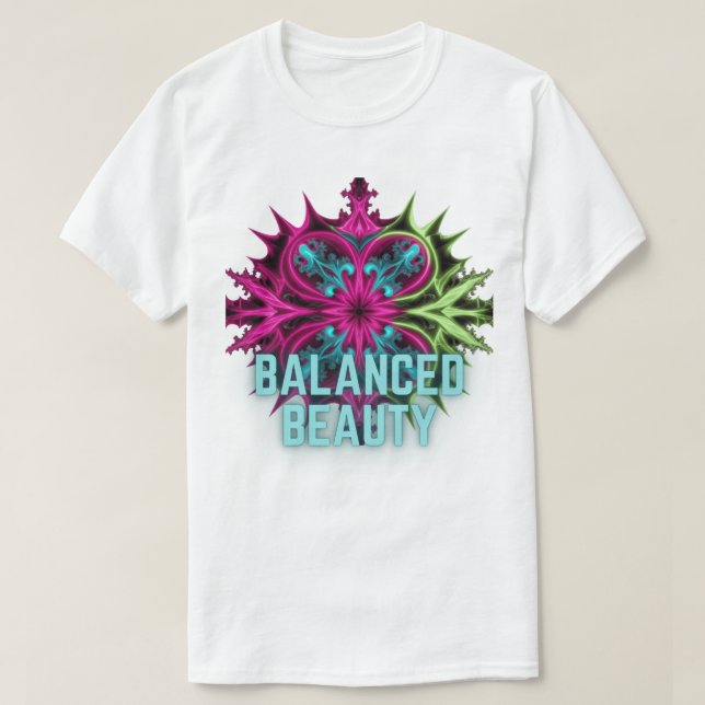 Camiseta Simetria Surreal - Beleza equilibrada (Frente do Design)