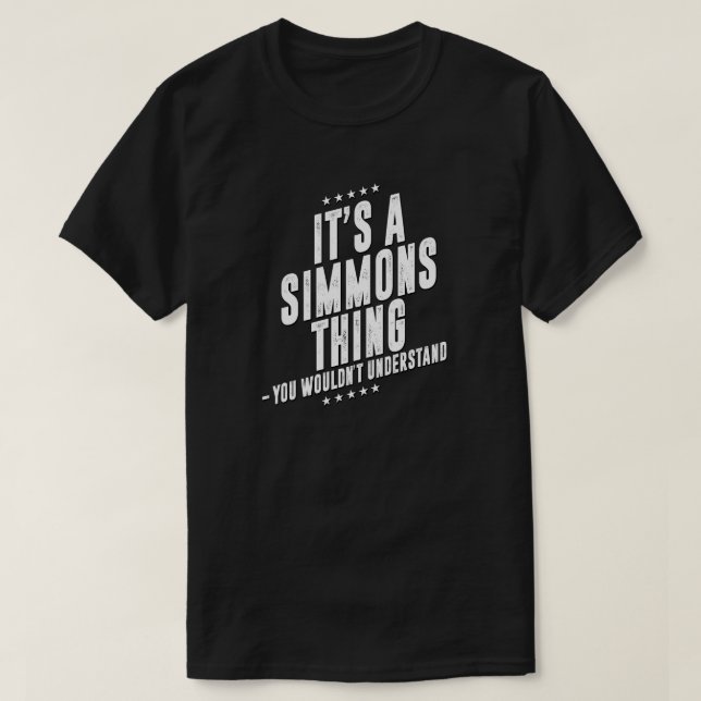 Camiseta Simmons tem sobrenome engraçado (Frente do Design)