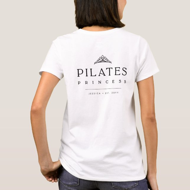 Camiseta Simple Black and White Typography Pilates Princess (Verso)