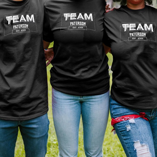 Camiseta Simple Black White Family Custom Sports Team Name (Criador carregado)