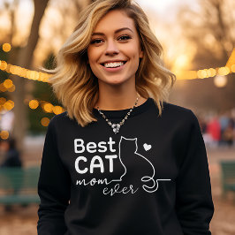 Camiseta Simple Cute Funny Black and White Cat Lover Mom