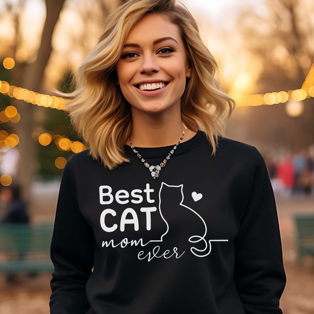 Camiseta Simple Cute Funny Black and White Cat Lover Mom (Criador carregado)