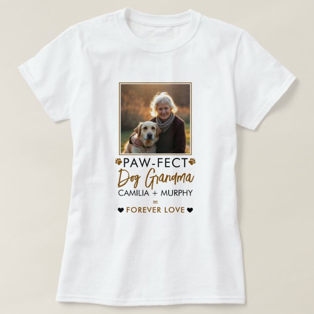 Camiseta Simples Brown & Black Text Dog Foto da vovó (Frente do Design)
