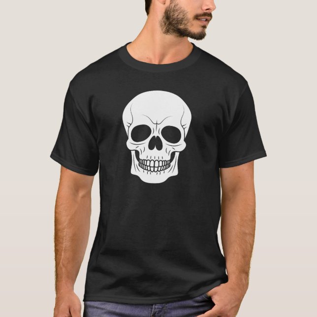 Camiseta Simples Cabeça Branca Silhueta Halloween (Frente)