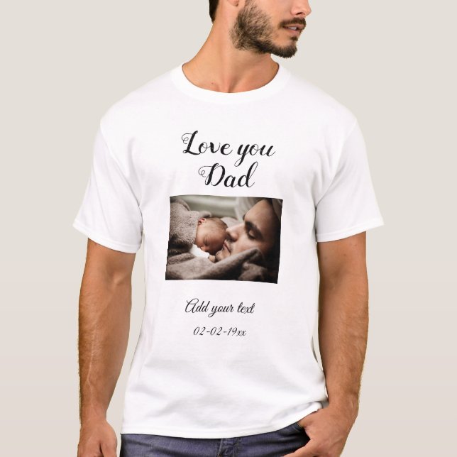 Camiseta simples cartão de dia de os pais fotográfico mínim (Frente)