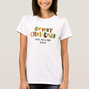 Camiseta Simples Casal de Férias Trendy Sr. e Sra. Natal