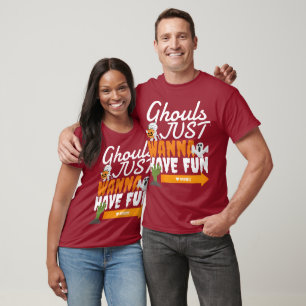 Camiseta Simples Casal Feliz de Halloween Ghouls e amigos