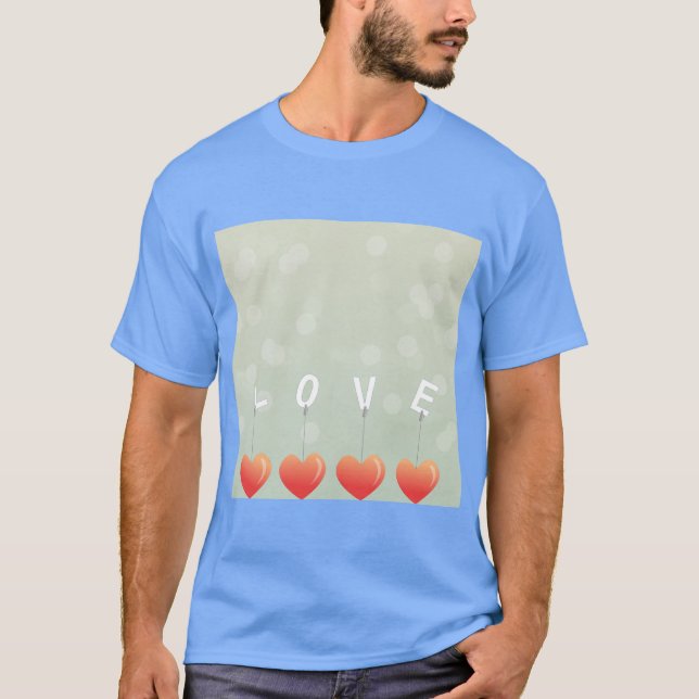 Camiseta Simples com Gráfico de Coração Amoroso (Frente)