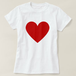 Camiseta Simples Coração Vermelho Branco Moderno Amor Mulhe