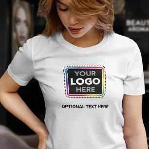 Camiseta Simples de Negócios para Mulheres com Log
