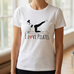 Camiseta Simples de Treino de Pilates “Eu Amo Pila