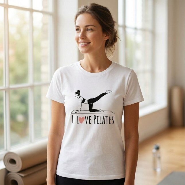 Camiseta Simples de Treino de Pilates “Eu Amo Pila (Pilates Tshirt)