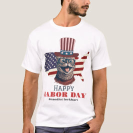 Camiseta Simples Dia do Trabalho Elegante com bandeira T-Sh