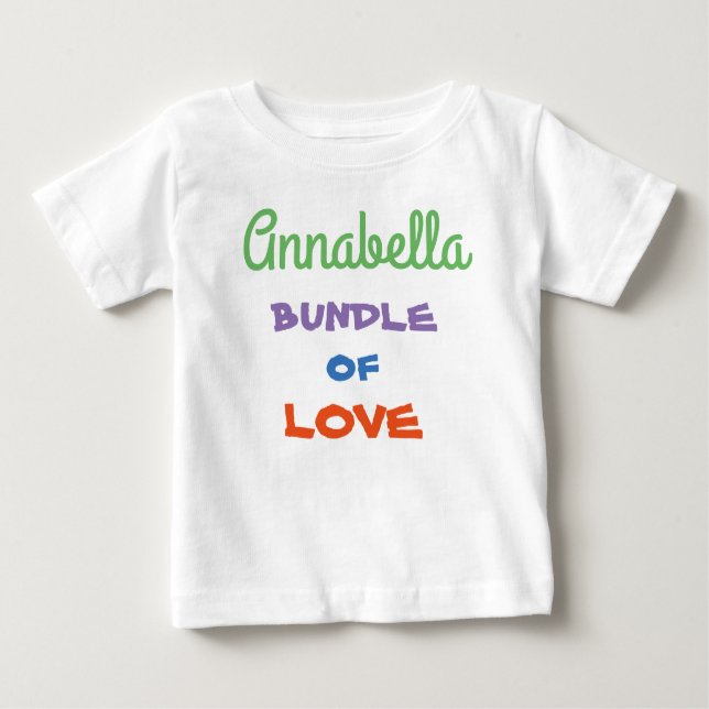 Camiseta Simples e Corajoso Script Branco 'Bundle of Love' (Frente)