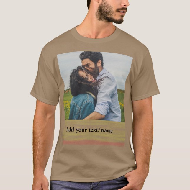 Camiseta simples e mínimo adicionar seu nome foto aquarela  (Frente)