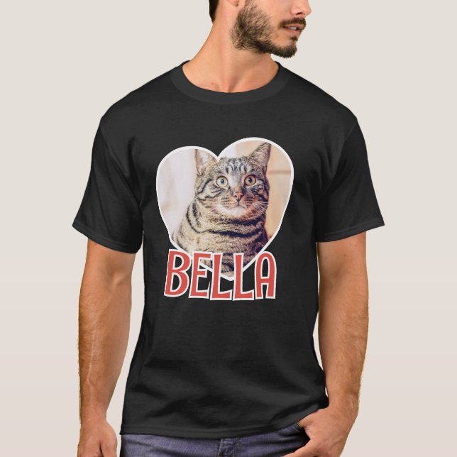 Camiseta Simples e Moderno Nome e Foto do Coração (Frente)