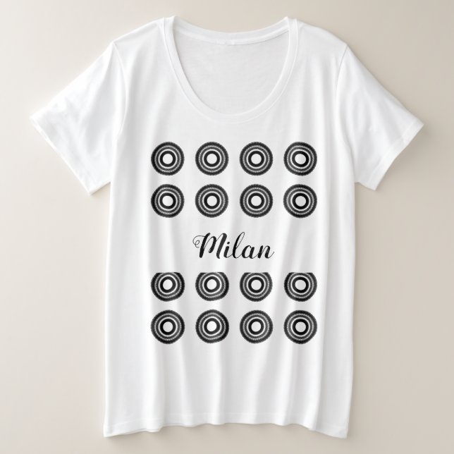 Camiseta simples e personalizado BLACK mandala monograma ad (Frente do Design)