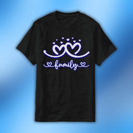 Camiseta Simples família de coração em azul | Valor masculi
