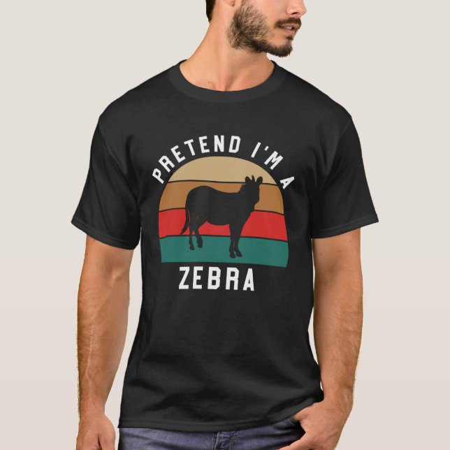 Camiseta Simples Figurino de Halloween para Zebra Pretende- (Frente)