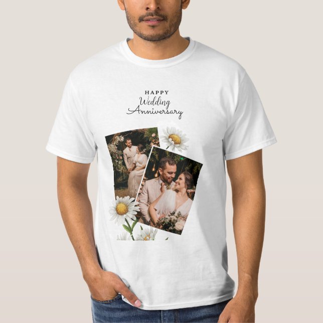 Camiseta Simples Floral Feliz Casamento de Anivers (Frente)