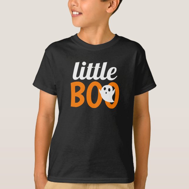 Camiseta Simples Halloween Pequeno Boo Spooky Ghost (Frente)