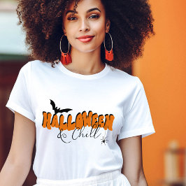 Camiseta Simples Halloween Retro Black Orange Typoografia D