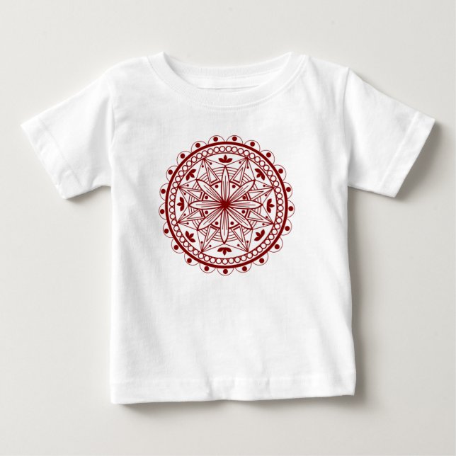 Camiseta Simples Mandala Vermelha Profunda (Frente)