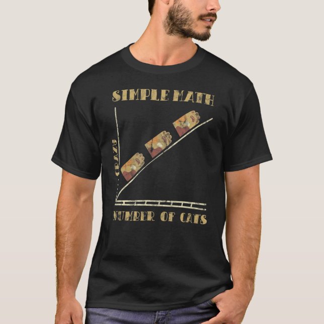 Camiseta Simples Matemática Número De Gatos Louco (Frente)