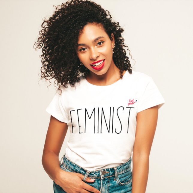 Camiseta Simples, moderna, escritura feminista Mínima de po (Criador carregado)