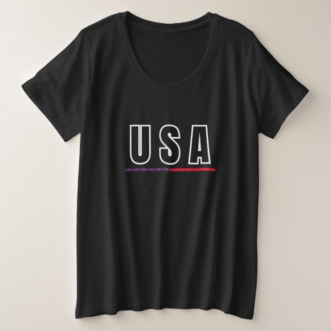 Camiseta Simples Moderno América - Letra de Arte Flag Souve (Frente do Design)