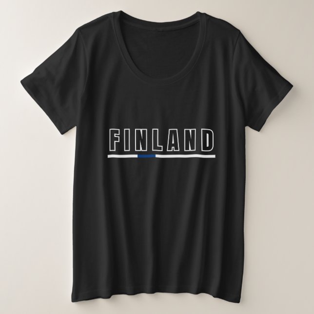 Camiseta Simples Moderno Finlândia - Letra finlandesa Flag  (Frente do Design)