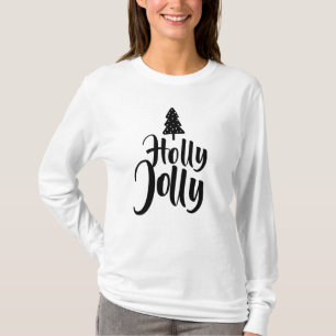 Camiseta Simples Moderno Holly Jolly Feliz Natal Ano Novo