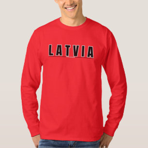 Camiseta Simples Moderno Letão - Letra Letã Flag Souvenir