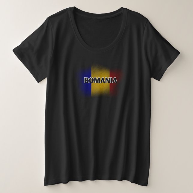 Camiseta Simples Moderno Romênia - Letra Flag Souvenir (Frente do Design)