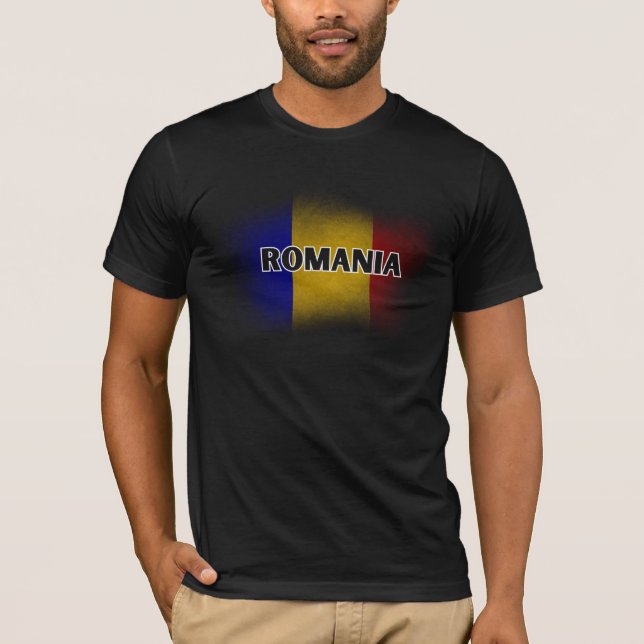 Camiseta Simples Moderno Romênia - Letra Flag Souvenir (Frente)