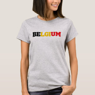 Camiseta Simples Moderno Roupa de Bandeira Nacional da Bélg