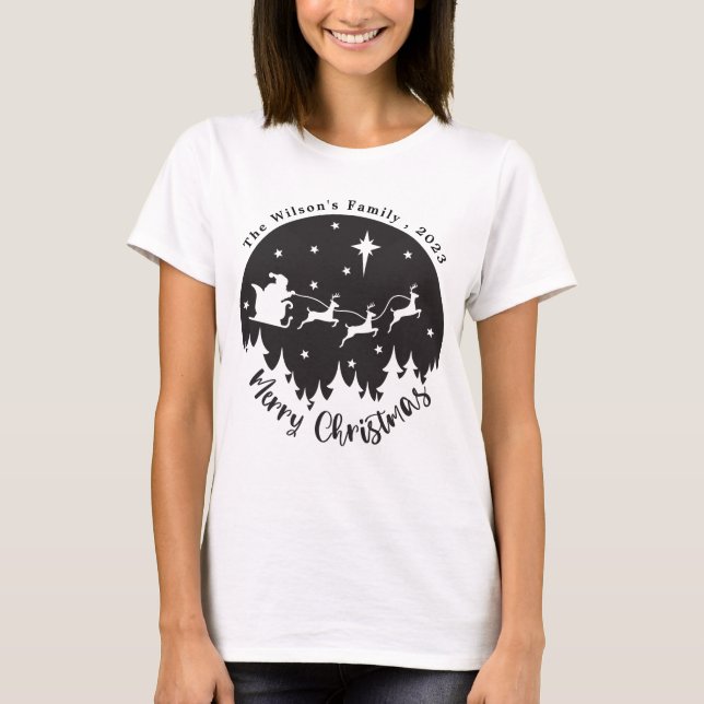 Camiseta Simples Natal preto e branco moderno (Frente)