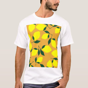 Camiseta Simples padrão de limão, fundo laranja.